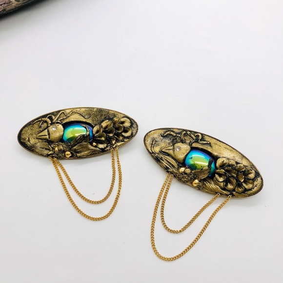 Vintage art nouveau repousse bird brooch pair 🐦🐦 - Picture 11 of 11